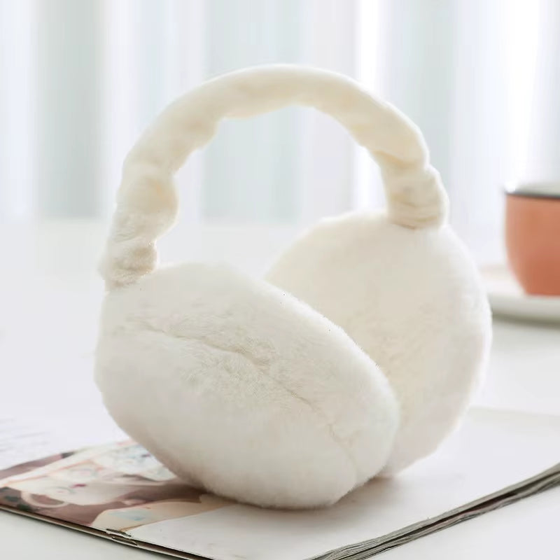 Soft Women Winter Foldable Faux Fur Thick-Padded Ear Warmer with Extra Warmth for Outdoor Use