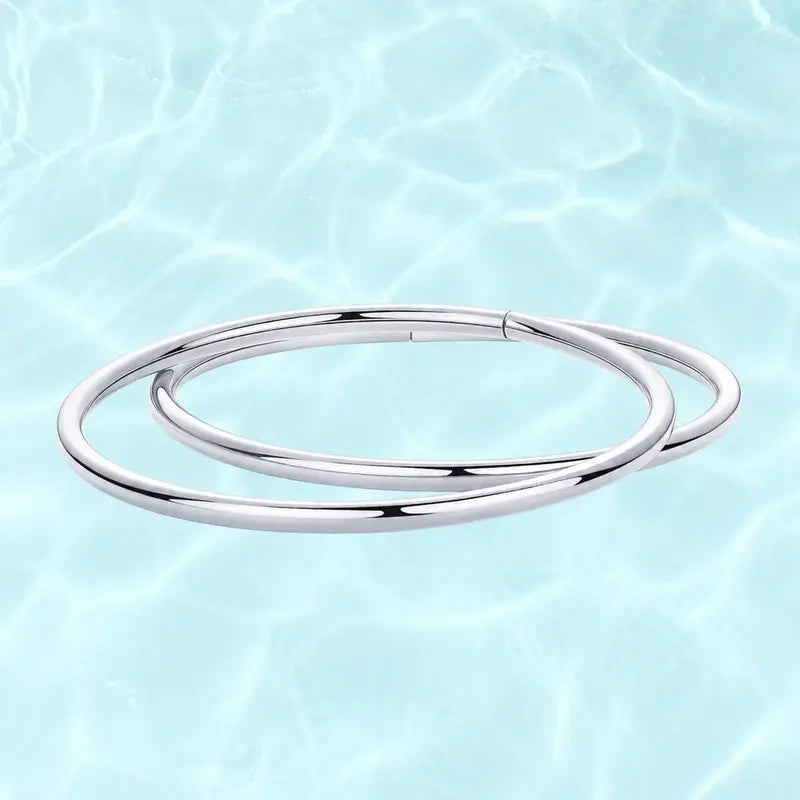 PAVOI Waterproof Bangle Bracelet for Women - 14K Gold Plated Classic Lightweight Stacking Stainless Steel Bracelet - 1-Piece & 2-Piece Bangles