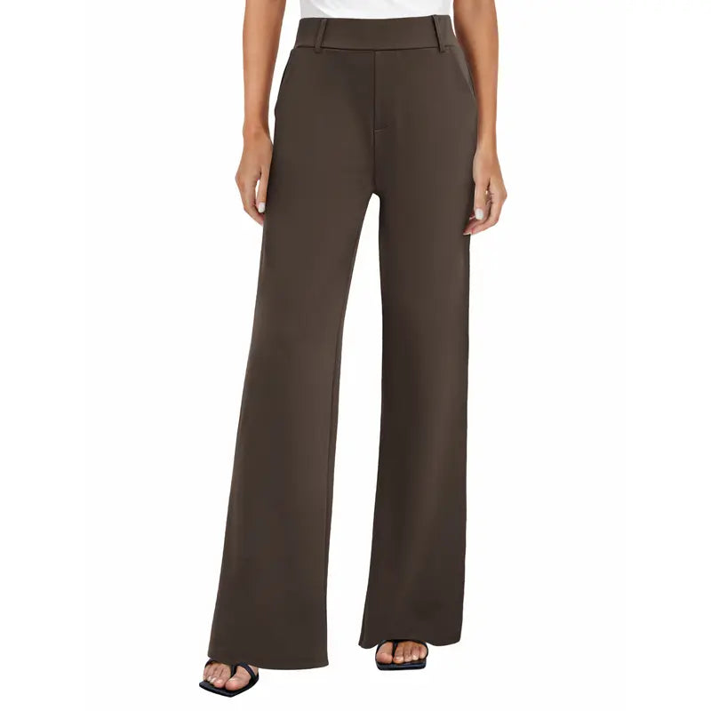 Fireswan Women'S High Waisted Wide Leg Stretchy Flat Front Dress Pants - Simple Elegant Pants, Women'S Clothes, Corporate Office Wear Pull-On Slacks with Pockets for Business Casual Back to School Outfits
