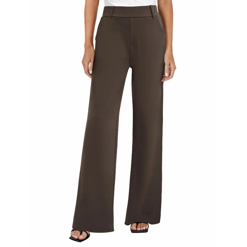 Fireswan Women'S High Waisted Wide Leg Stretchy Flat Front Dress Pants - Simple Elegant Pants, Women'S Clothes, Corporate Office Wear Pull-On Slacks with Pockets for Business Casual Back to School Outfits