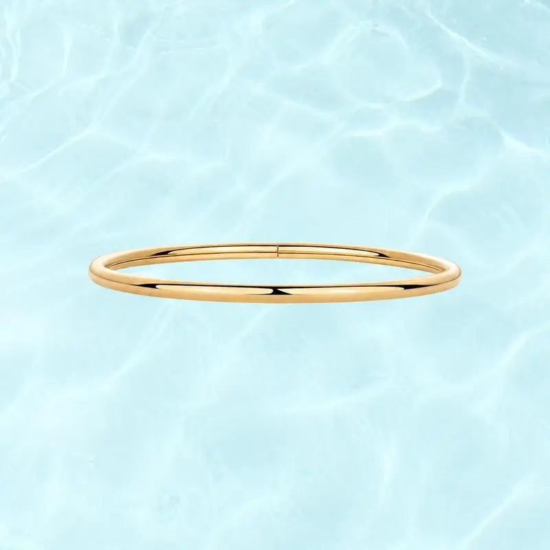 PAVOI Waterproof Bangle Bracelet for Women - 14K Gold Plated Classic Lightweight Stacking Stainless Steel Bracelet - 1-Piece & 2-Piece Bangles