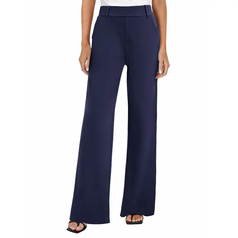 Fireswan Women'S High Waisted Wide Leg Stretchy Flat Front Dress Pants - Simple Elegant Pants, Women'S Clothes, Corporate Office Wear Pull-On Slacks with Pockets for Business Casual Back to School Outfits