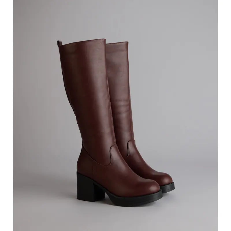 Steppin up Block Heel Knee High Boots