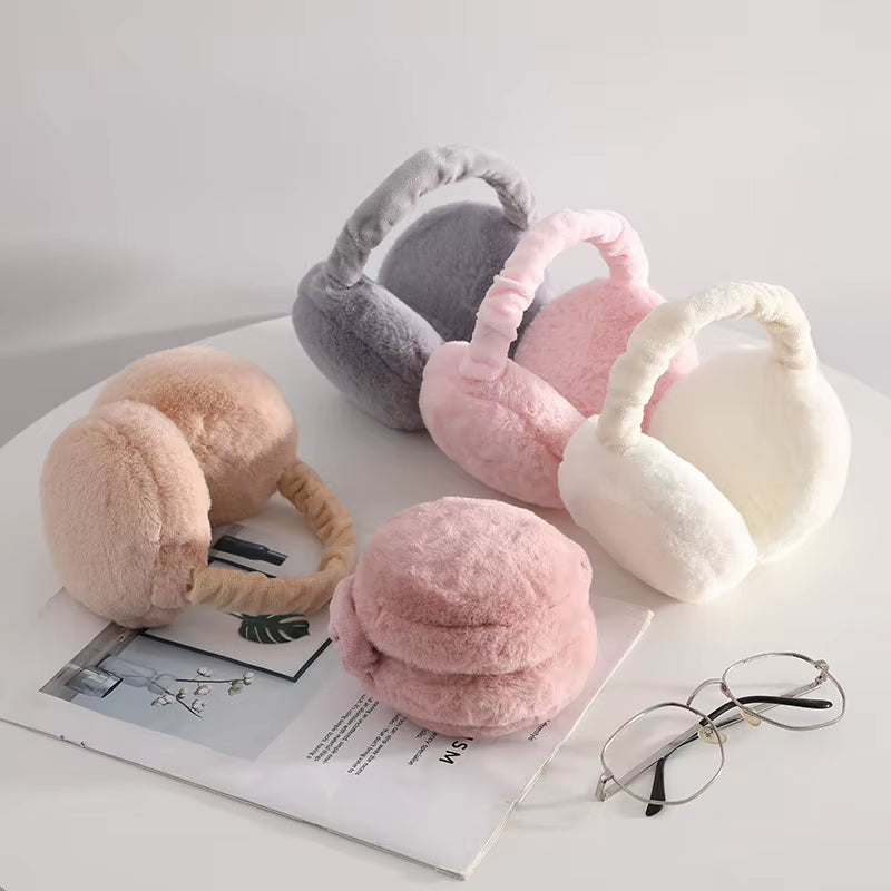 Soft Women Winter Foldable Faux Fur Thick-Padded Ear Warmer with Extra Warmth for Outdoor Use