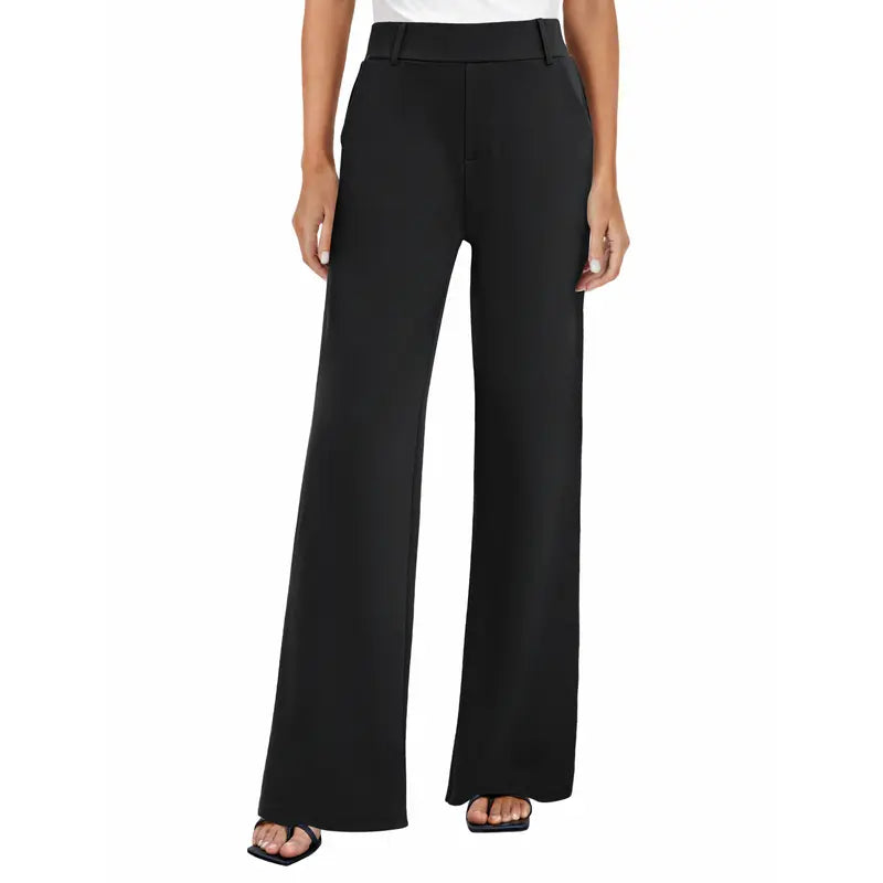 Fireswan Women'S High Waisted Wide Leg Stretchy Flat Front Dress Pants - Simple Elegant Pants, Women'S Clothes, Corporate Office Wear Pull-On Slacks with Pockets for Business Casual Back to School Outfits