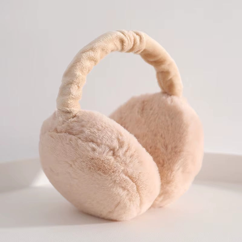 Soft Women Winter Foldable Faux Fur Thick-Padded Ear Warmer with Extra Warmth for Outdoor Use