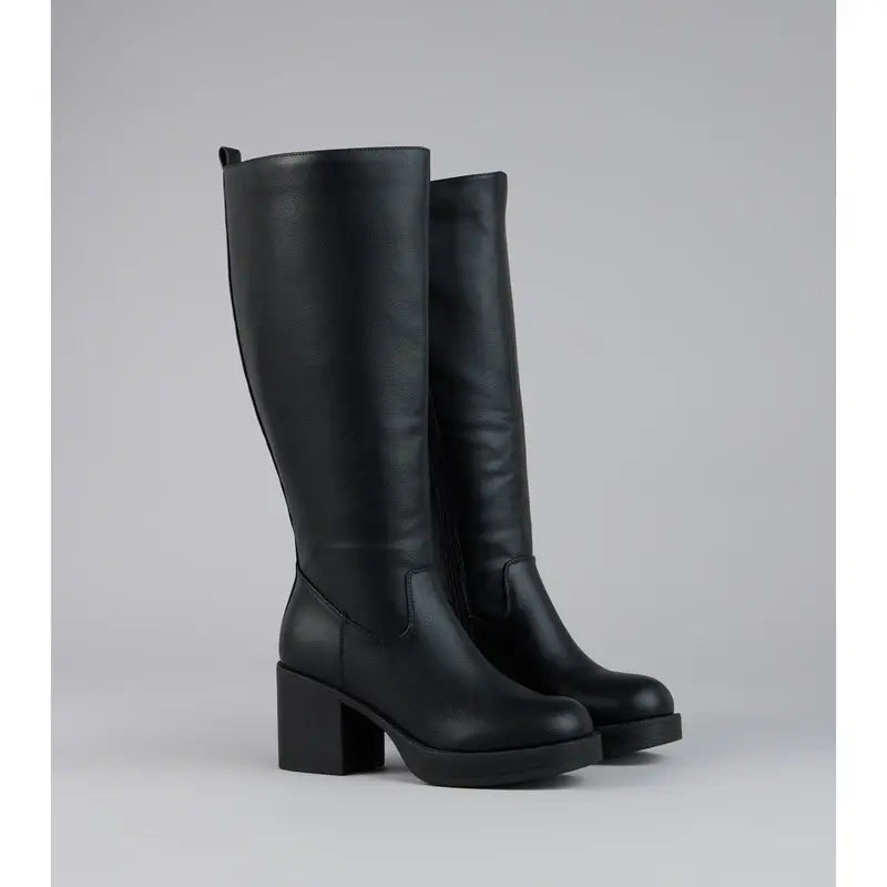 Steppin up Block Heel Knee High Boots