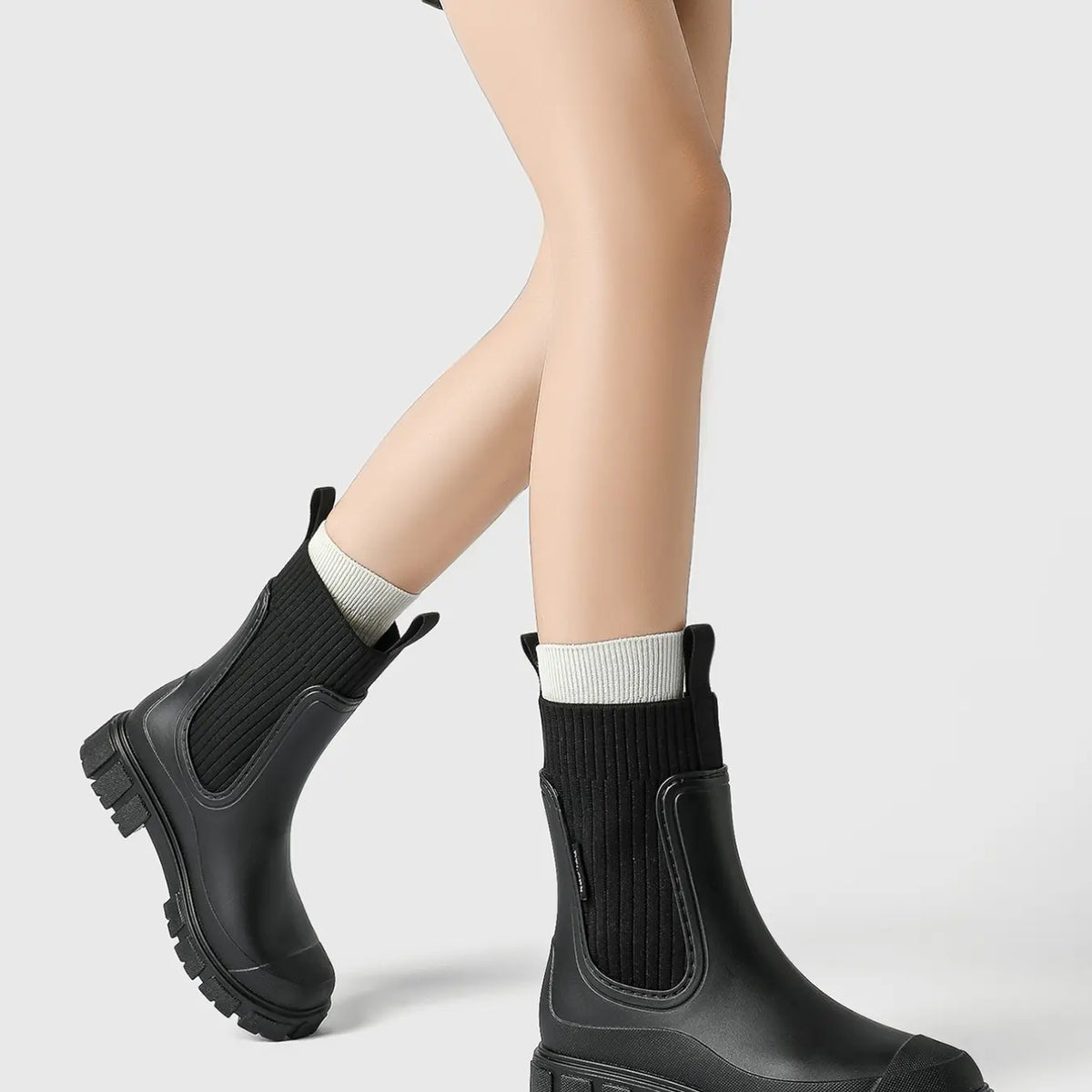 Women'S Solid Color Waterproof Rain Boots, Women Shoes, 2024 New Style Fashionable round Toe Boots for Outdoor Wear, Non-Slip Rain Boots for Women & Girls