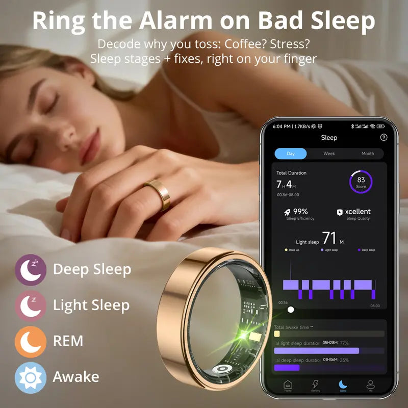 COLMI Ring 2 Classic Smart Ring Health Tracker, IP68 Waterproof Wearable Sport Device, Cool Gadgets for Couples, Gifts for Boyfriend, Boyfriend Birthday Gift, Health Tracker Ring, Mens Gifts,Back to School,Back to School Haul