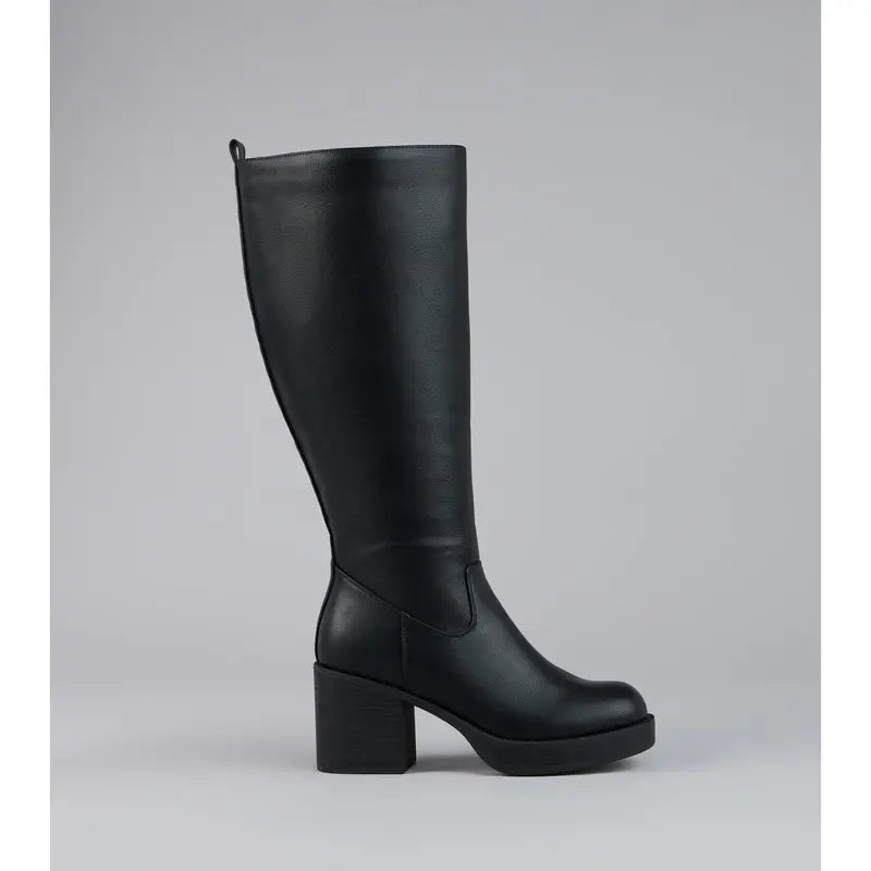 Steppin up Block Heel Knee High Boots